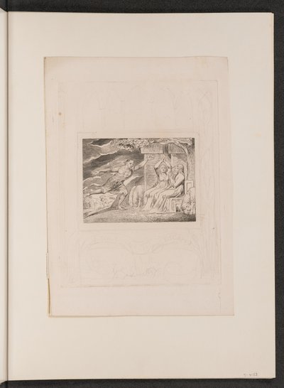 Sendebudene fortæller Job om hans ulykker, 1825. af William Blake