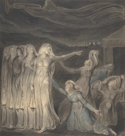 Lignelsen om de vise og tåbelige jomfruer, ca. 1799-1800. af William Blake