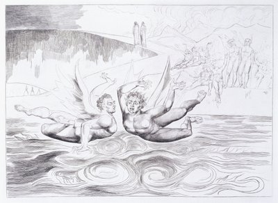 Den seksfodede slange angriber Agnolo Brunelleschi, ca. 1824-1827 af William Blake