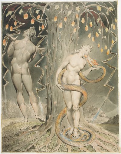 Evas fristelse og fald (illustration til Miltons »Paradise Lost«) af William Blake