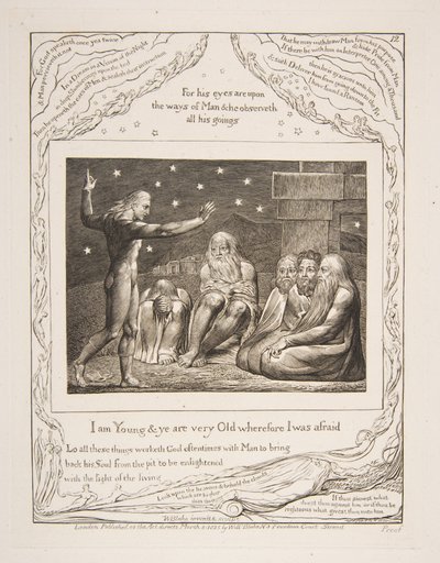 Elihus vrede, fra Illustrationer af Jobs Bog, 1825-26. af William Blake