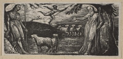 Thenot remonstrerer med Colinet, Lightfoot i baggrunden, fra Thorntons Pastorals o..., 1821. af William Blake