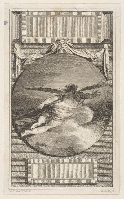 Bevinget figur, der flyver gennem skyer, ca. 1780-87. af William Blake