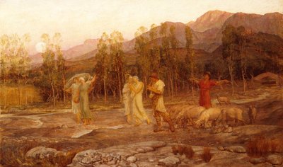 A Pastoral, A Memory of the Valley of Sparta (olie på lærred) af William Blake Richmond