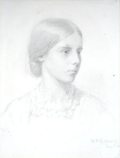 Portræt af en ung kvinde (blyant på papir) af William Blake Richmond