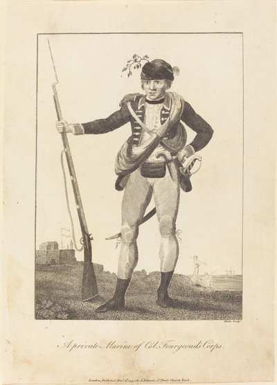 En privat marinesoldat fra oberst Fourgeouds korps af William Blake after John Gabriel Stedman