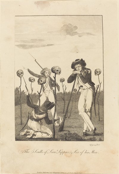 Løjt Leppars sculler og seks af hans mænd af William Blake after John Gabriel Stedman