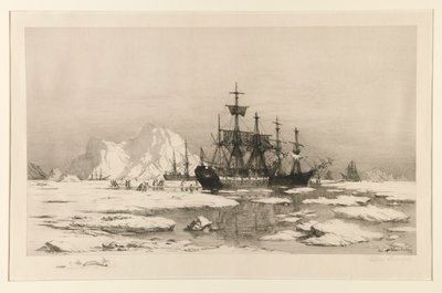 Sælgere i Arktis, efter maleriet: Among the Ice Floes, 1875 af William Bradford