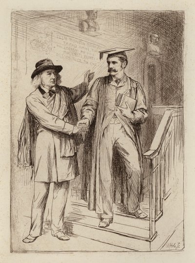 John Stuart Blackie, professor emeritus; Samuel Henry Butcher, professor i græsk (kobberstik) af William Brassey (after) Hole