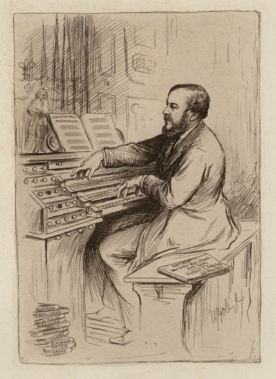 Sir Herbert Oakeley, professor i musik (gravering) af William Brassey (after) Hole