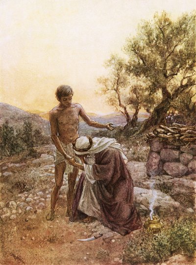 Abraham og Isak ved bjerget Moria af William Brassey Hole