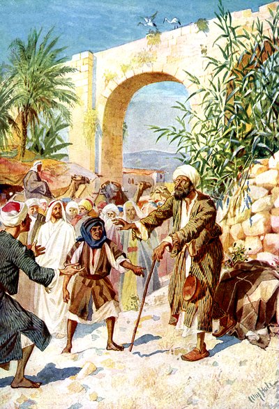 Jesus helbreder en blind tigger - Bibelen af William Brassey Hole