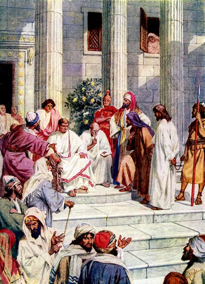 Jesus bliver ført til Pontius Pilatus - Bibelen af William Brassey Hole