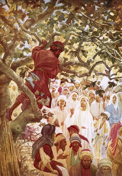 Jesus tilkaldte tolderen Zakæus for at underholde ham i hans hus af William Brassey Hole