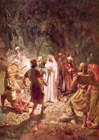 Judas forråder Jesus med et kys i Getsemane have af William Brassey Hole