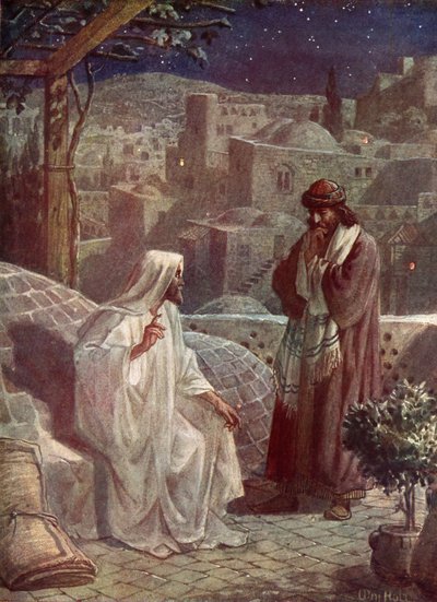Nikodemus besøger Jesus for at høre hans lære - Bibelen af William Brassey Hole
