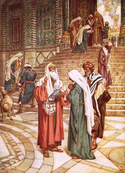 Barnet Jesus bragte til templet og anerkendt af Simeon som frelseren af William Brassey Hole
