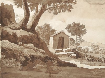Verso: bygning i landdistrikter af William Brockedon