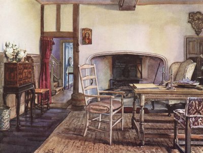 Indvendig udsmykning: En hvid hal (farvelitografi) af William Bruce Ellis Ranken