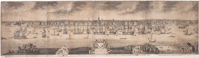 En sydlig udsigt over den blomstrende by New York i provinsen New York i Amerika, graveret af John Harris, 1717-18 af William Burgis
