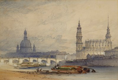 Dresden fra floden Elben, 1853 af William Callow