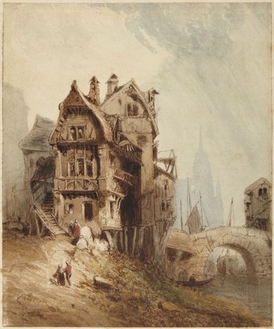 Huse ved floden af William Callow