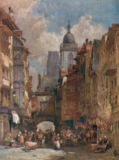 Rue de la Grosse Harloge, Rouen af William Callow