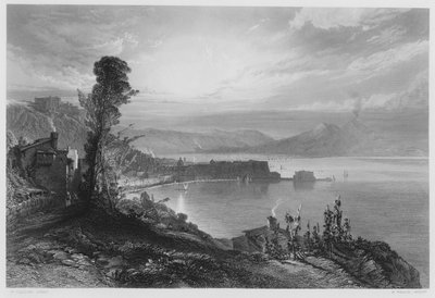Napoli-bugten, tidlig morgen, fra billedet i den kongelige samling (gravering) af William Callow