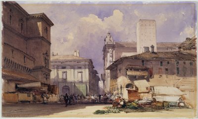 Via dell "Independenza med Palazzo Comunale, Bologna, 1892 af William Callow