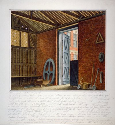 En del af Sir Christopher Wrens bolighus, Southwark, London, 1820. af William Capon