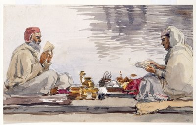 To hellige mænd læser Granth Sahib, Amritsar af William Carpenter