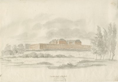 Stafford - Shire Hall: arkitekters blæktegning (tonet) og [c 1798] (tegning) af William Carter