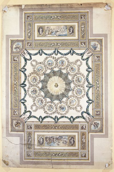 Design til biblioteksloftet i Woburn Abbey, af William Chambers