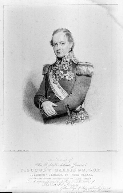 Den højre ærede generalløjtnant Viscount Hardinge, GCB, Indiens generalguvernør af William Charles (after) Ross
