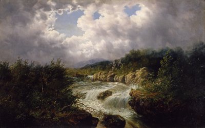 The Falls of Tamahaka, Cherokee County, North Carolina, ca. 1860-70 (olie på lærred) af William Charles Anthony Frerichs