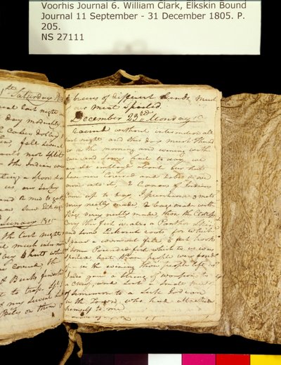 Clark Family Collection- bind 6. Elkskin Journal, side 205, 22.-23. December 1805 af William Clark
