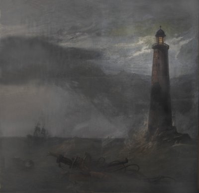 Act drop for The Lighthouse, 1855 (gouache på lærred) af Clarkson Frederick Stanfield