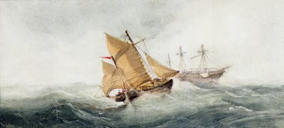 Approaching the Wreck, 1837 (wc und gouache på papir) af Clarkson Frederick Stanfield
