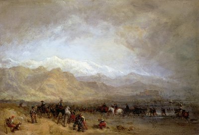 Franske tropper på vej mod Magra (olie på møllekarton) af William Clarkson Stanfield