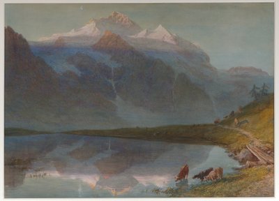Bjergscene - Jungfrau (akvarel) af William Collingwood