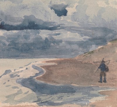 Landskab med mand på stranden af William Collins