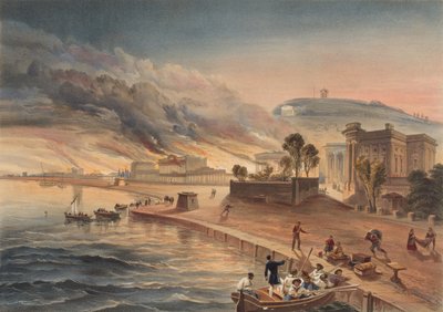 ? Burning of the Government Buildings at Kertch. 9th June 1855? Dani af William Crimea Simpson