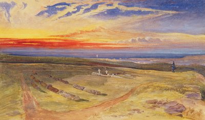 Graves of the Officers in the Fort on Cathcart Hill, 1854 (wc og kropsfarve over grafit på papir) af William Crimea Simpson
