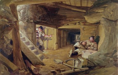 Mine i Bastion du Mat, Sebastopol, Krim (wc på papir) af William Crimea Simpson