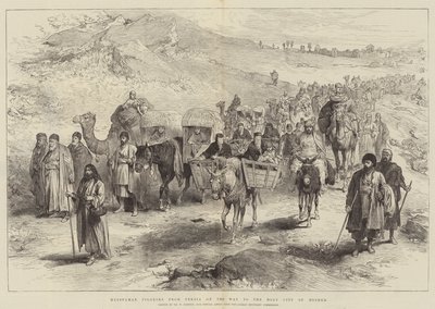 Mussulmanske pilgrimme fra Persien på vej til den hellige by Meshed af William Crimea Simpson