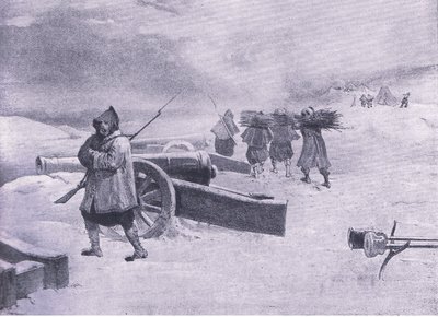 Sentinel of the Zouaves before Sevastopol, illustration fra British Battles on Land and Sea, 1915 af William Crimea Simpson