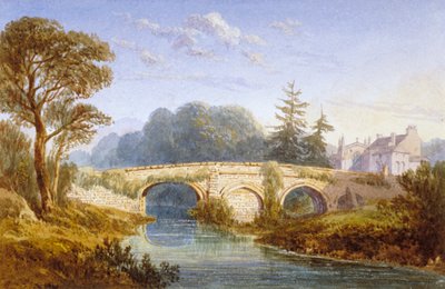 Udsigt over Eltham Bridge nær Eltham Palace, Woolwich, Greenwich, London, c1830 af William Crouch