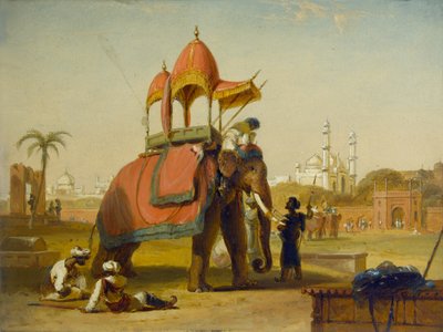 A Caparisoned Elephant - Scene nær Delhi (A Scene in the East Indies), 1832 af William Daniell