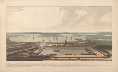 Udsigt over Det Ostindiske Kompagnis dokker af William Daniell