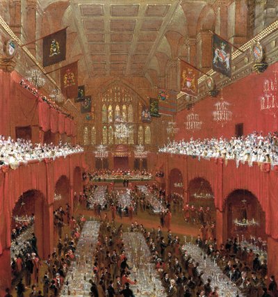 Banket i Guildhall, City of London, 1814. af William Daniell